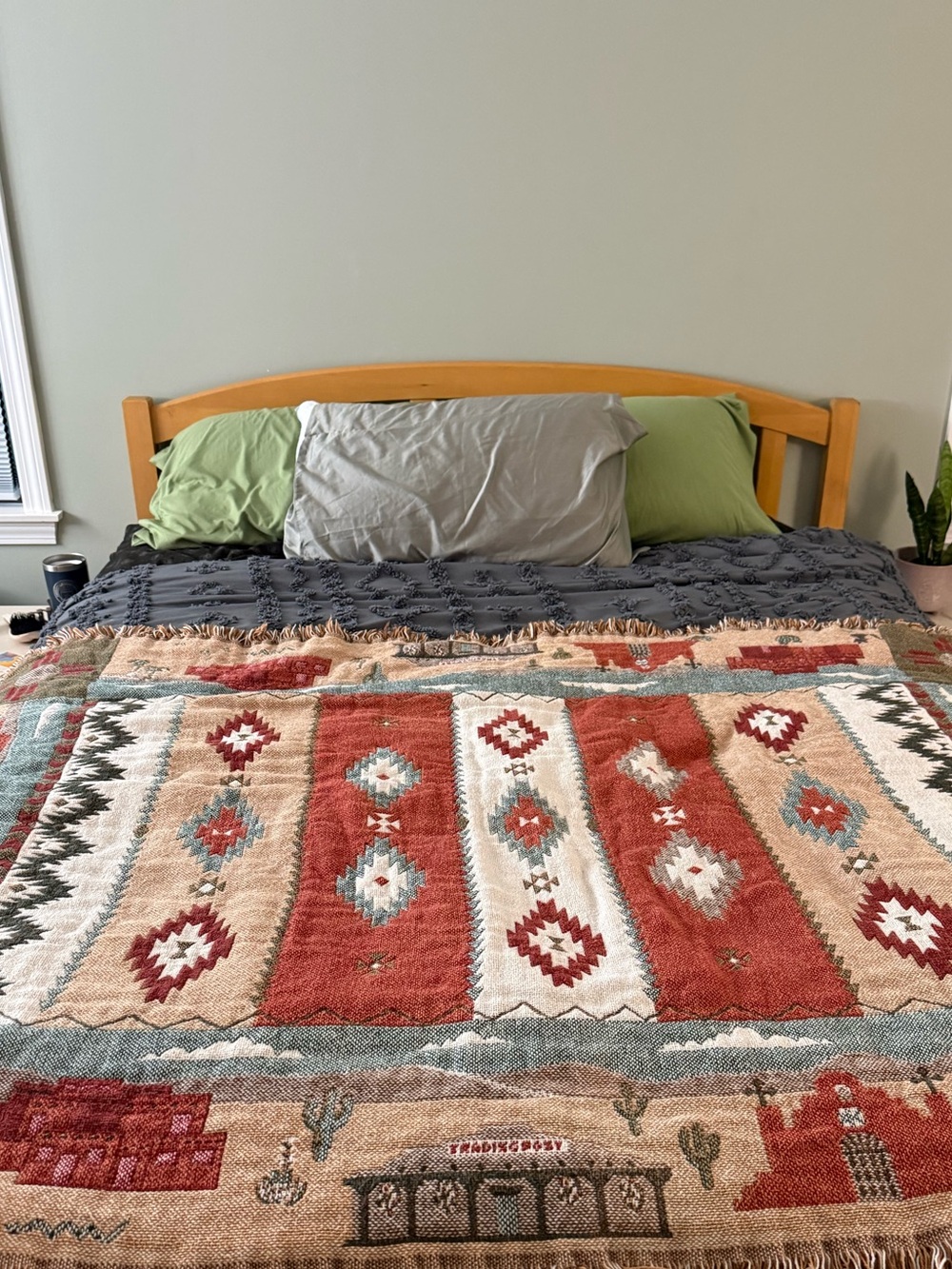 Vintage Goodwin Weavers Southwestern Geometric 100% cotton Woven Throw 33x48in